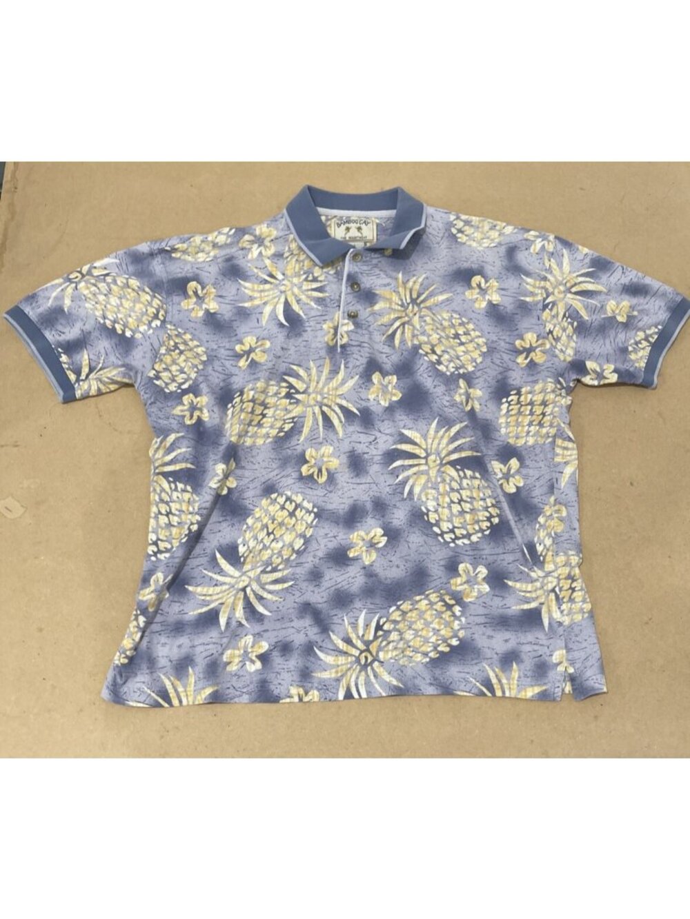 Bamboo Cay Polo Shirt Blue Floral Pineapples Hawaii Mens Size XL - Picture 3 of 7
